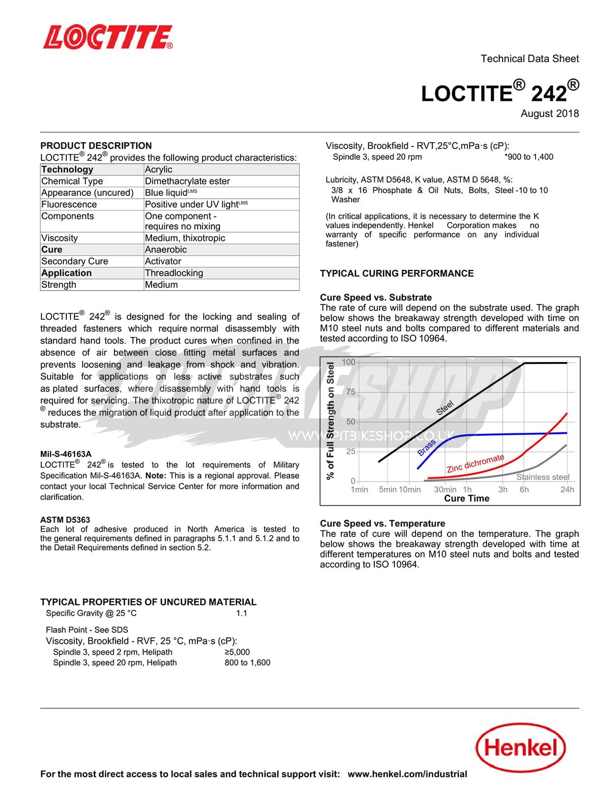 Loctite 242 - Thread Lock - Medium Strength - 50ml - Image 2