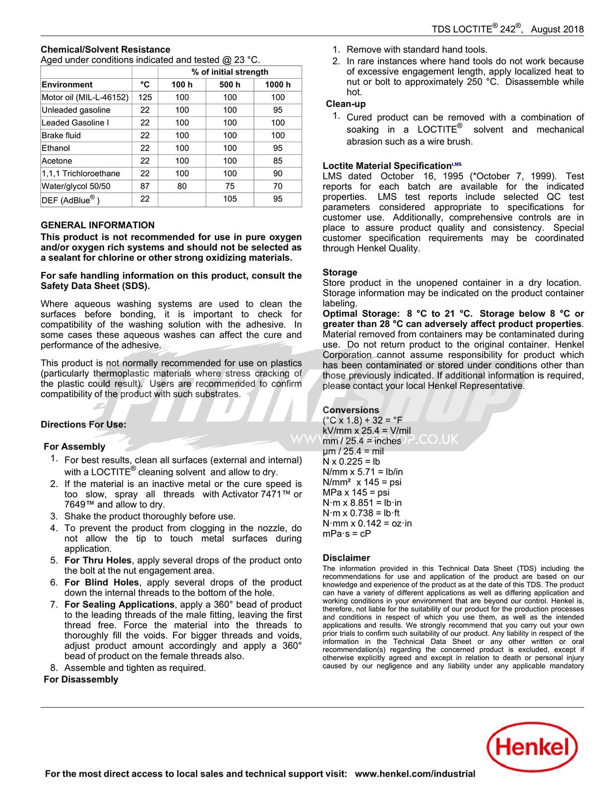 Loctite 242 - Thread Lock - Medium Strength - 50ml - Image 4