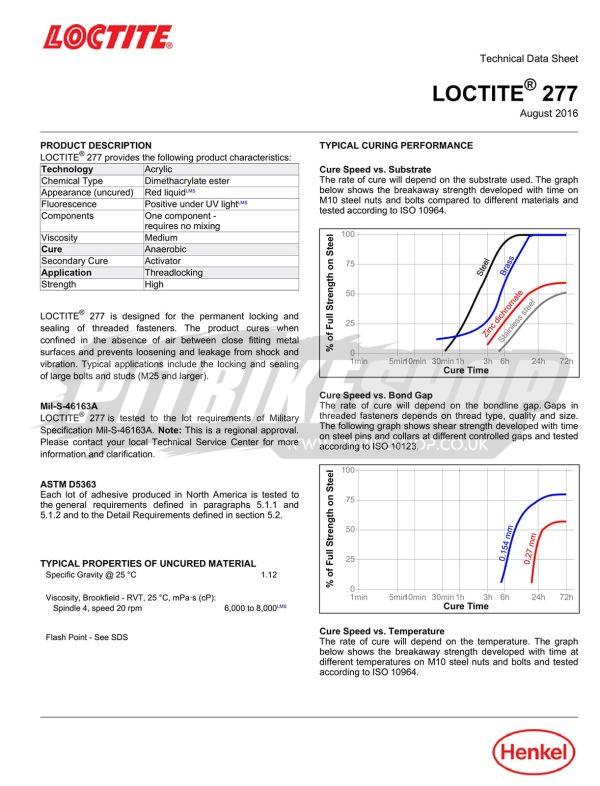 Loctite 277 - Thread Lock - High Strength - 10ml - Image 2