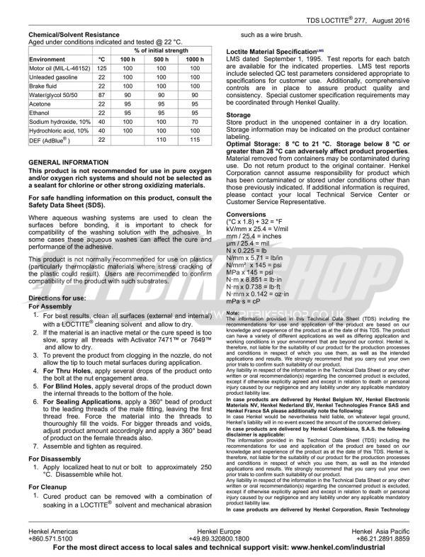 Loctite 277 - Thread Lock - High Strength - 10ml - Image 4