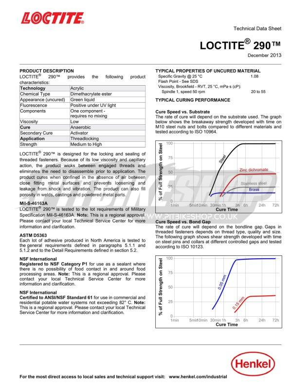 Loctite 290 - Thread Lock - Medium Strength - 10ml - Image 2