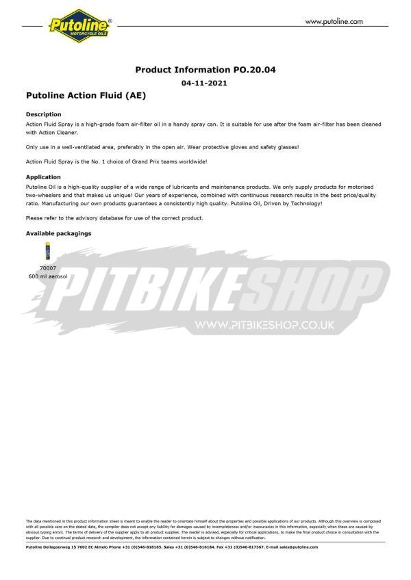 Putoline Action Fluid - Air Filter Spray 600ml - Image 2