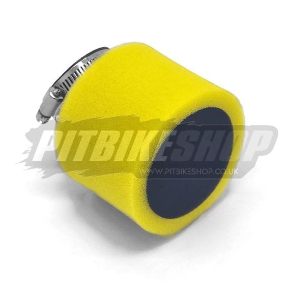 Air Filter - Twin Foam - Angled - Yellow - 45mm