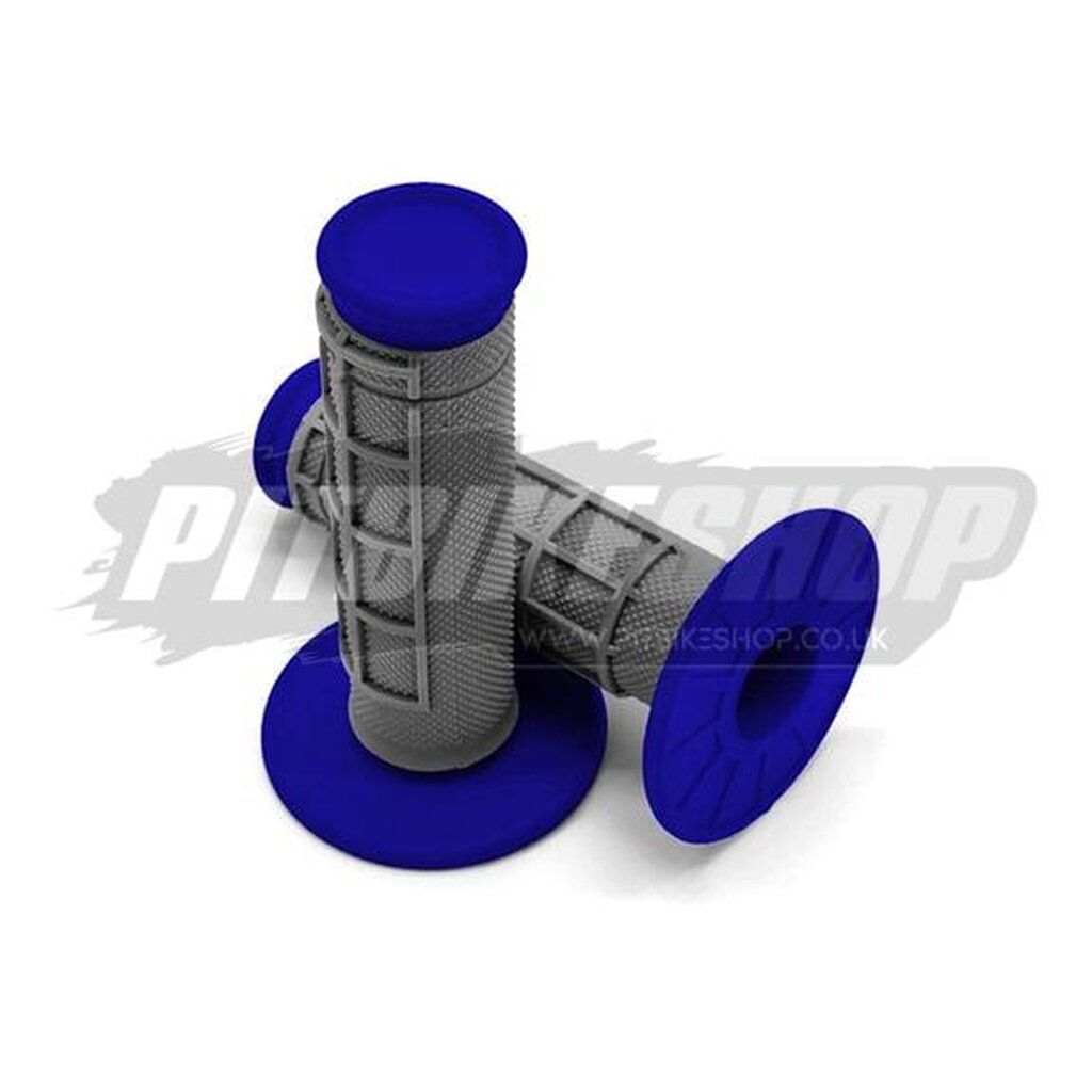 Handlebar Grips - Half Waffle - Grey/Blue