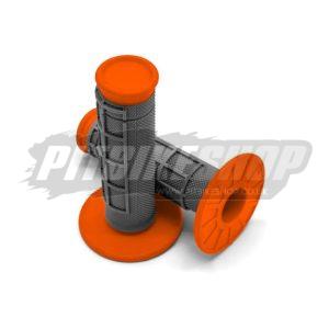 Handlebar Grips - Half Waffle - Grey/Orange