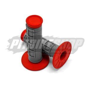 Handlebar Grips - Half Waffle - Grey/Red