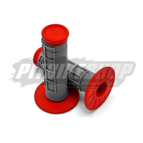 Handlebar Grips - Half Waffle - Grey/Red