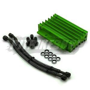 Oil Cooler - CNC Alloy - 220mm Hoses - Green