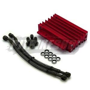 Oil Cooler - CNC Alloy - 220mm Hoses - Red