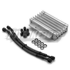 Oil Cooler - CNC Alloy - 220mm Hoses - Silver