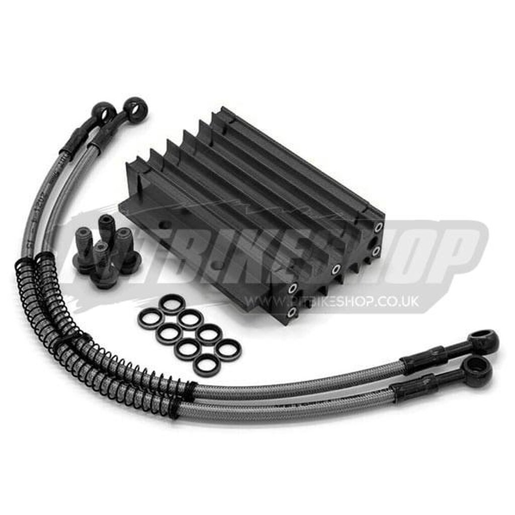Oil Cooler - CNC Alloy - 420mm Hoses - Black