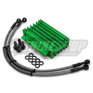 Oil Cooler - CNC Alloy - 420mm Hoses - Green