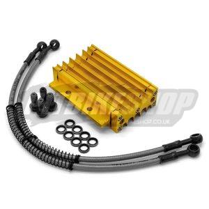 Oil Cooler - CNC Alloy - 420mm Hoses - Gold