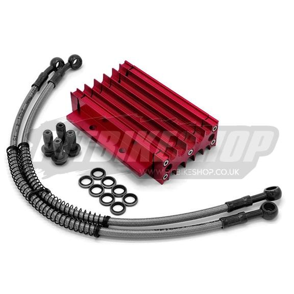 Oil Cooler - CNC Alloy - 420mm Hoses - Red