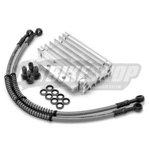 Oil Cooler - CNC Alloy  - 420mm Hoses - Silver